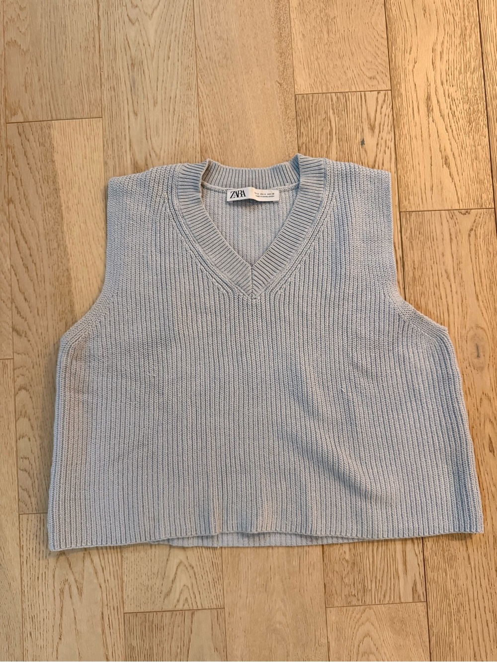 ZARA Light Blue Sleeveless V-Neck Knit Vest